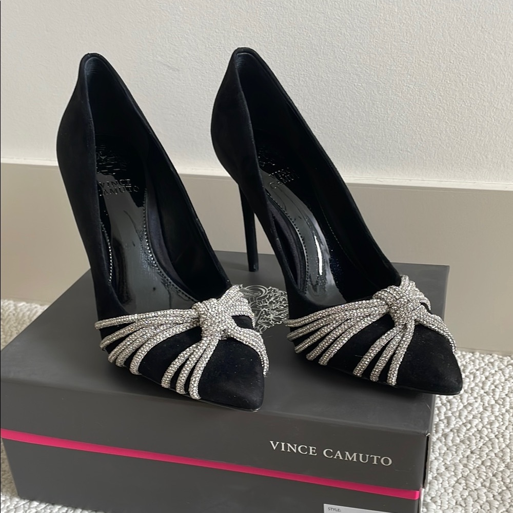 Vince Camuto Black Stiletto Heels with Silver Accents